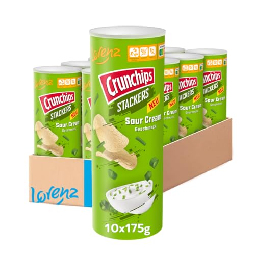 LORENZ | Crunchips Stackers Sour Cream | 10 x 175 g | glutenfrei | vegetarisch