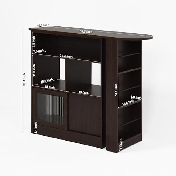 L Shaped Bookshelf,Corner Computer Desk, Rotating Corner Desk with Storage Shelves, Counter Height Dining Cabinet with 6 Storage Space
