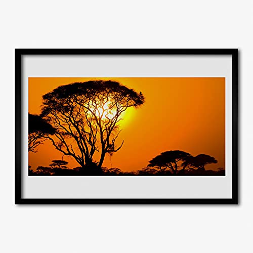 Image photo affiche avec cadre Sun Trees paysage naturel lumineux 70x50 Tulup
