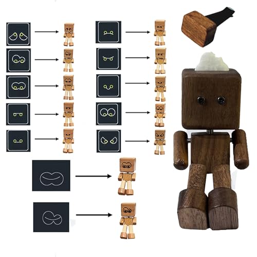 KIOALXZ Figurine de Robot à Jambes pivotantes, Accessoires de Voiture créatifs, Figurines en Bois avec Pieds, Fait à la Main, Hei Hu Mu, sans Parfum