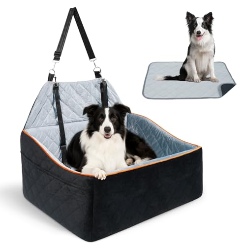CEMOFE Seggiolino Auto per Cani per Cani Medi fino a 25 kg - Seggiolino Auto Cane Rimovibile e Lavabile con Cuscino, Base Antiscivolo per Sedile Posteriore Auto