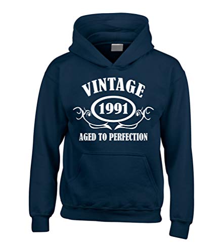 Sweat à capuche Vintage 1991 bleu pour célébrer vos plus belles années avec humour