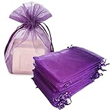 Gmnosuw 50 Count Organza Drawstring Gift Bag for Jewelry,Dried Lavender Flowers,Sheer Fabric 4x6...