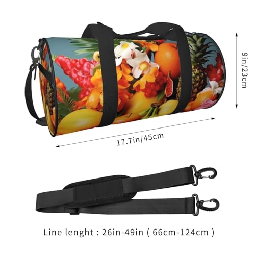 Tropical Fruits and Flowers Duffle Bag for Women Men Personal Item Travel Bags Canvas Weekender Overnight Bag Lightweight Sports Tote Gym Bags Carry On Luggage Bag4