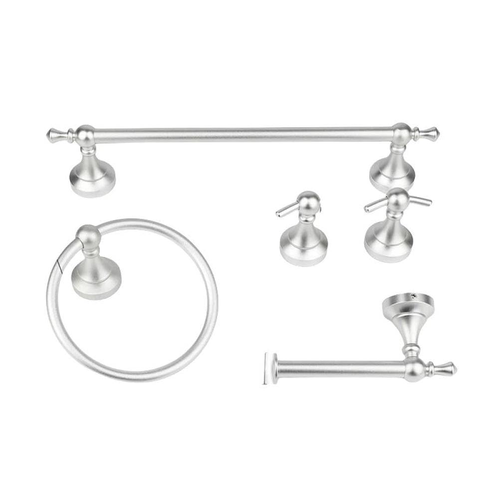 Anillo para toalla y juego de accesorios de baño negro mate para organizar aseos familiares