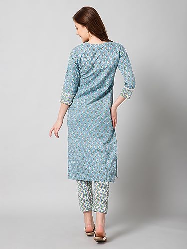 Image of Bee M Pee Designer Women's Cotton Floral Straight Kurta Set with Pant