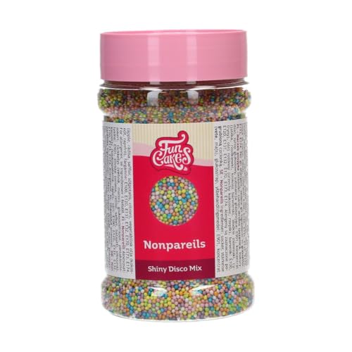 FunCakes Nonpareils Shiny Disco Mix: Zuccherini Decorativi dal Gusto Delizioso - Ideali per Decorare Torte, Gelati, Cupcake, Cake Pop, Donut e Biscotti - 250 g
