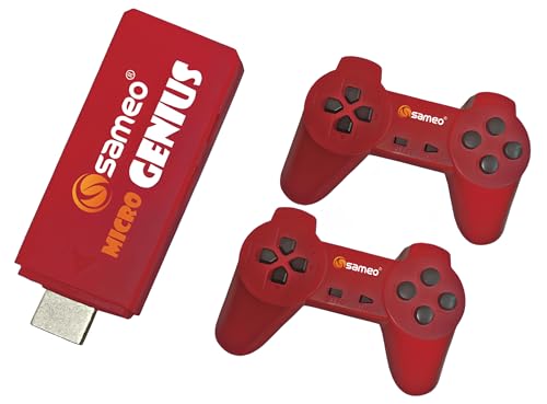 Image of Sameo Micro Genius 8 Bit HDMI Gaming Console for kids with 800 Built in 1 Classic HD Games Toy Birthday Gift for Boys Girls - Red