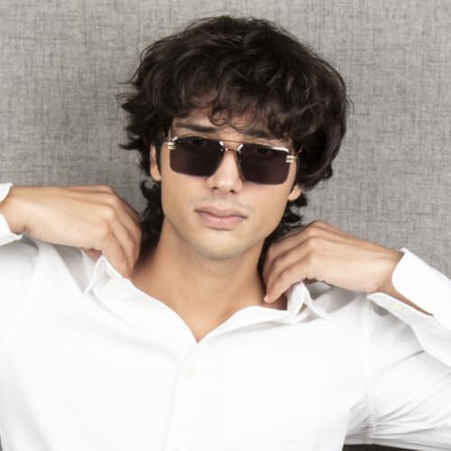 Image of Ted Smith and Stylish Pilot Sunglasses For Men Women | Half Rim & 100% UV Protection | Grey Lens & Metal Frame | Medium | (56-20-140)
