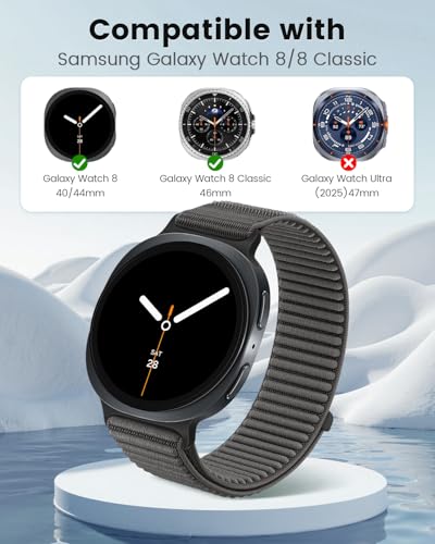 Image of Nylon Loop Sport Band Compatible with Samsung Galaxy Watch 8 40mm /44mm, 2025 Fabric Band for Galaxy Watch 8 Classic 46 mm Women Men