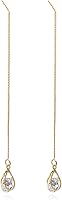Vista 1 de Reffeer Solid 925 Sterling Silver CZ Droplet Chain Dangle Earrings for Women Girls Crystal Dangle Earrings Threader Tassel