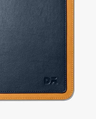 Image of DailyObjects Dart Large Premium Vegan Leather Desktop /Laptop Desk Mat for Work from Home /Office /Gaming | Cable Organiser & Hideway Storage | Extended Mousepad & Water-Resistant - Mustard - Model - R2