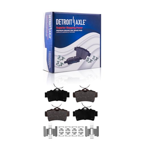 Image of Detroit Axle - Rear Brake Pads for Ford Mustang 1994-2004, Ceramic Brake Pads w /Hardware 1995 1996 1997 1998 1999 2000 2001 2002 2003 Replacement