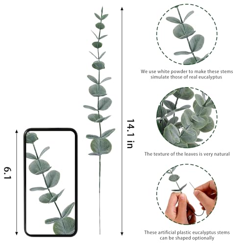 CEWOR 24pcs Eucalyptus Stems Artificial Eucalyptus Leaves Fake Greenery Branches Fake Flowers for Wedding Centerpiece Spring Easter Farmhouse Home Decoration - Image 4