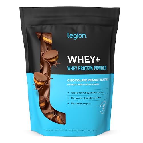 LEGION Whey+ Protein Whey Isolate from Grass Fed Cows - Whey Protein Isolate Powder Low Calorie, Non-GMO, Sugar Free, Lactose and Gluten Free, All Natural Protein Powder for Men & Women (60 Servings)