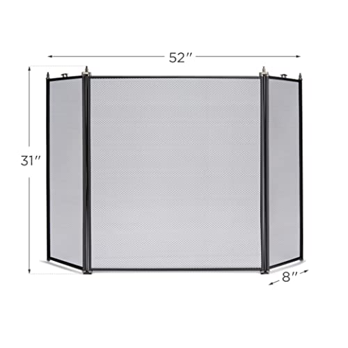 Uniflame 3 Fold Black Fireplace Screen, Black Finish #TOP6