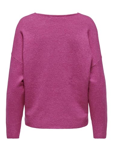 Solo Donna Maglia A Maglia Strutturata Collo A V Maglione Pullover Morbido Maglia A Manica Lunga Top Onlrica Vita, Colore:Rosa-2, Taglia:S - 3