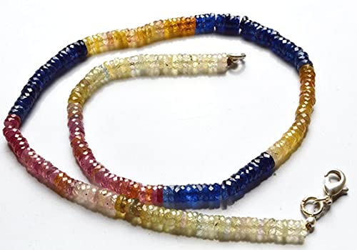Collier saphir multicolore de 15 pouces, le cadeau précieux idéal pour femme