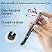 Retractable Fountain Pen Set, Click Fountain Pen Fine Nib, Capless Fountain Pen, Click-to-Write Pen with 5 Black Ink Cartridges, for Writing Journaling Sketching Drawing Calligraphy