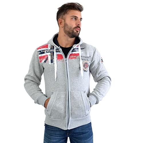 Geographical Norway FESPOTE Men - Sudadera Bolsillo Canguro Hombre - Sudadera Logotipo Hombre - Hoodie Manga Larga Capucha Hood - Sudadera Invierno Capucha Cremallera Sweat (L Gris)