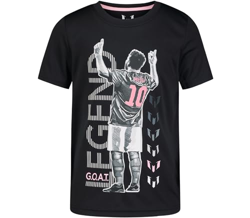 Image of Messi Boys' Lifestyle Short Sleeve Top, Loose-Fit Shirt with Logo, Comfortable, All-Day Wear