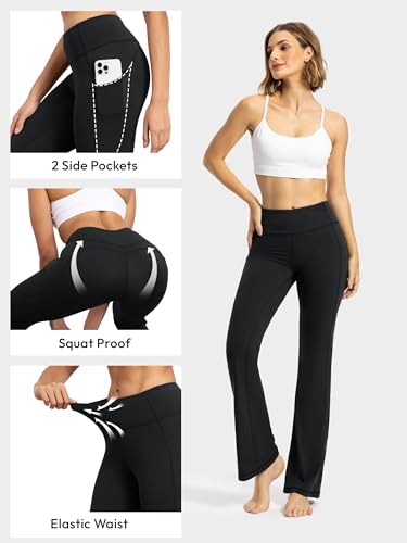 Tapata Petite Women's Bootcut Yoga Pants 26"/28" Inseam High Waist Workout Flare Leggings with Pockets4