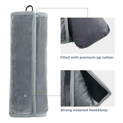 Image of COOLBEBE Seat Belt Pillow for Kids, Extra Soft Toddler Travel Pillow for Car Seat, Universal Carseat Strap Cushion Pads for Childs Baby People Adults, Grey