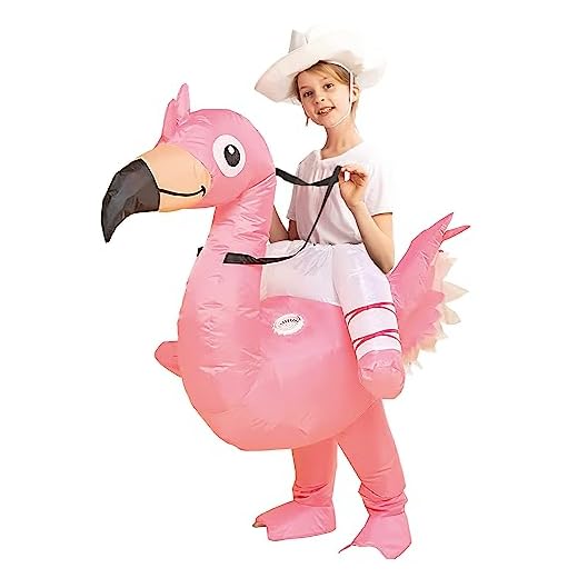 AirSuit® Disfraz Hinchable de Flamenco Rosa para niños | Tamaño de 90 a 120cm | Fabricado en poliéster de Alta Resistencia | Sistema de hinchado Incluido | Animal Gigante | OriginalCup®