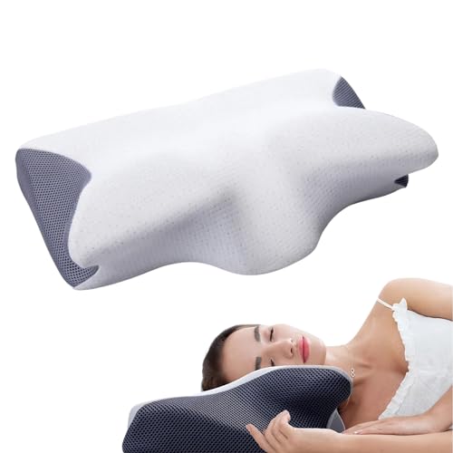 YCYATS Endorma Oreiller orthopédique, en mousse à mémoire de forme, coussin de nuque orthopédique, coussin de sommeil ergonomique pour un soutien optimal, 49,5 x 30 x 11/6,5 cm, blanc