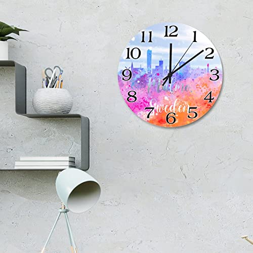 Horloge murale silhouette Suède Malmo silencieuse pour salon et bureau - 4