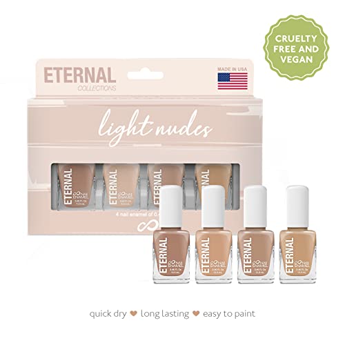 Eternal Nude Nail Polish Set For Women (Light Nudes) - 13.5Ml 4 Pc Brown Nail Polish Set For Girls | Long Lasting & Quick Dry Natural Nail Polish Kit For Home Diy Manicure & Pedicure | Made In Usa #TOP1