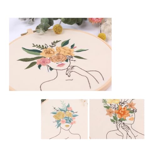 Image of Chenflying Embroidery Starter Kits, 1 /3 Sets Art Embroidery Kits for Beginners Adults with Embroidery Hoops Threads Needles and Instructions