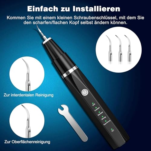 Zahnsteinentferner Zahnreiniger Ultraschall für Hund und Katze, Zahnpflege Set für Hunde & Katzen, Zahnreinigung und Reinigungsset Bekämpft Zahnstein Mundgeruch & Zahnfleischentzündungen, Schwarz