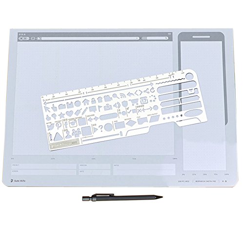 Loghot Set of 3 Responsive UI Design All-in-One Stainless Steel Draft Drawing Sketch Stencil Pencil Kit Template