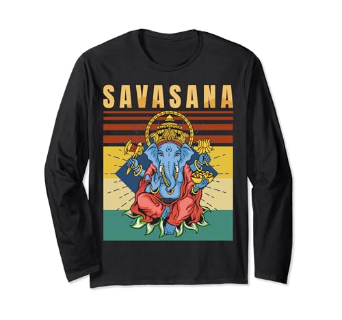 Yoga - Ganesh - Méditation spirituelle - Savasana - Rétro - Manche Longue