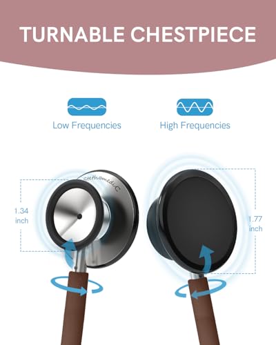 Image of FriCARE Dual Head Stethoscope - Stethoscopes for Nurses, Medical Nursing Students, Paramedics /EMT /LVN /VNA Backup Estetoscopio, Chocolate Brown Tube, Stainless Steel Chestpiece