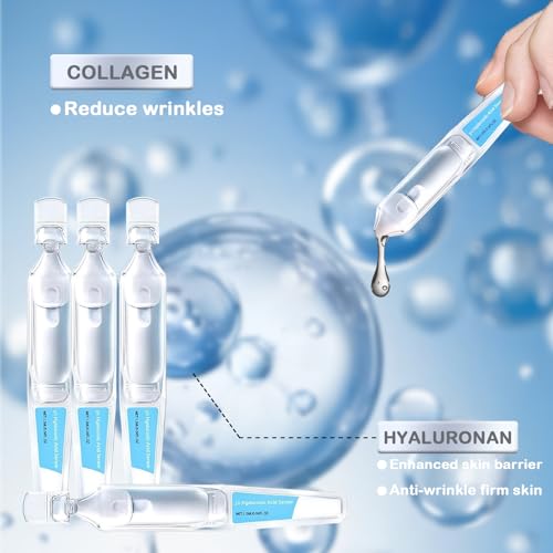DIYYIDA 3% Hyaluronic Acid Serum, 30Pcs Hyaluronic Acid Tubes, Ultra-Hydrating Serum Single-Use Vials, Hyaluronic Acid Tubes 3% for Women's Moisturizing Skin Care Face