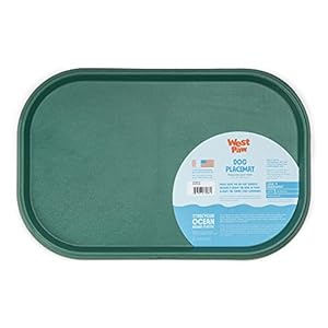 West Paw Seaflex Doggie Placemat – Less Mess Placemats for Dogs, Cats, Pets for Quiet Feeding – Eco-Friendly – Dishwasher Safe, Non-Toxic, Non-Slip – Raised Edges to Hold Dog Bowls, Kelp