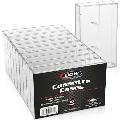 BCW Cassette Tape Cases 10 Pack (Clear) | Replacement Audio Cassette Cases | Protect & Store Standard Cassette Tapes | Durable Plastic Storage for Music & Blank Tapes
