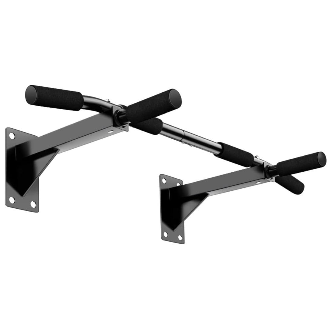 heavy-duty pull up bar wall mounted - chin up bar for home gym workout, exercise bar upper body workout bar fitness, hanging bar, calisthenics equipment, hanging rod to height increase, (black)