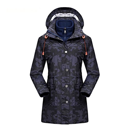 emansmoer Men's 3 in 1 Camo Waterproof Outdoor Camping Hiking Hunting Sport Jacket Winter Long Coat with Fleece Jacket (Large, Camo)