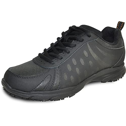 VANGELO Women Professional Slip Resistant Lace Up Work Sneaker for Food Service Health Care Nurse AVA-4 Black Women Size 10M