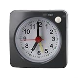 Sveglia al quarzo con funzione snooze e luce integrata, silenziosa, senza ticchettio, orologio da comodino per viaggi, mini orologio da scrivania portatile, design quadrato in plastica per studenti e