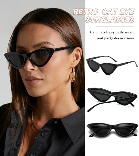 40 Pack Retro Cat Eye Sunglasses for Women 90s Vintage Goggles Party Glasses Bulk Black White Shades Eyewear4