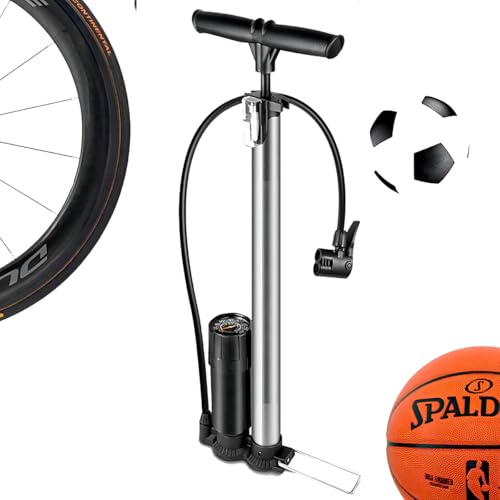 Bomba Ar Vertical Manual Compacta 30 cm com Bico Duplo Presta e Schrader para Bicicleta MTB e Speed,