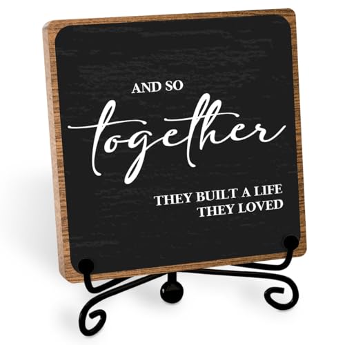 Home Wooden Decor Sign, Farmhouse Plaque with Stand, Warmth Housewarming