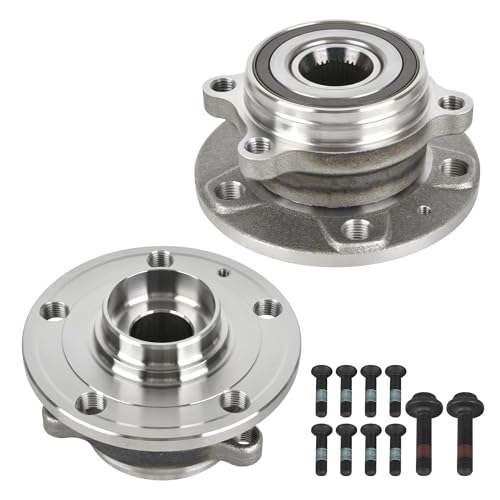 HYR 513253 2PCS Front Wheel Bearing Hub Assembly Fits 2006-2018 Audi TT A3 Q3 Quattro, Fits 2005-2018 Volkswagen Beetle Tiguan Limited CC Eos Golf R City Rabbit GTI Jetta Passat R32, 5 Lugs w/ABS by HYR - Used condition - US$69.33
