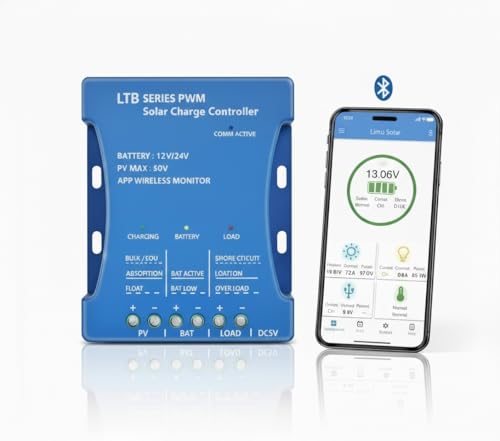 20A Bluetooth Caricatore Solare Controller 12V/24V Regolatore Intelligente Pannello Solare Statistiche di Ricarica Batteria Pwm Con Porta Usb 12V24V Batteria Al Piombo-Acido/Litio