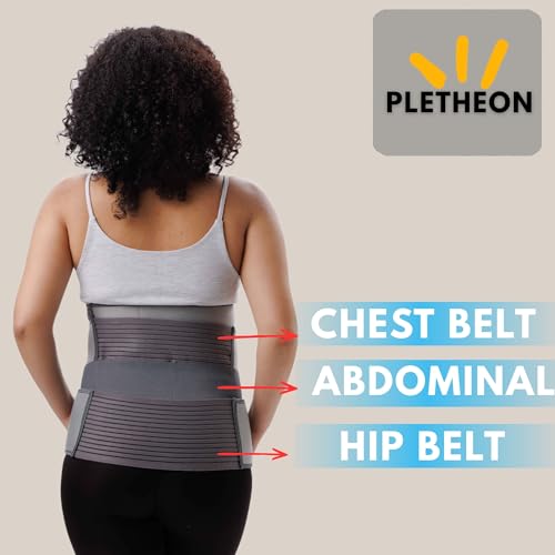 Image of PLETHEON Post Pregnancy Waist Clincher | 3 in 1 Postpartum Belt for Women | Tummy Control Abdominal Binder | Back Support, Belly Compression | Slimming Shapewear Corset for Recovery (3 in 1 PPB-Grey)