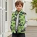 FUSURIRE Green Tractor Pattern Fashion Vest for Girls Boy,Full Zipper Sleeveless Design Fall Winter with Pocket Waistcoat Outerwear